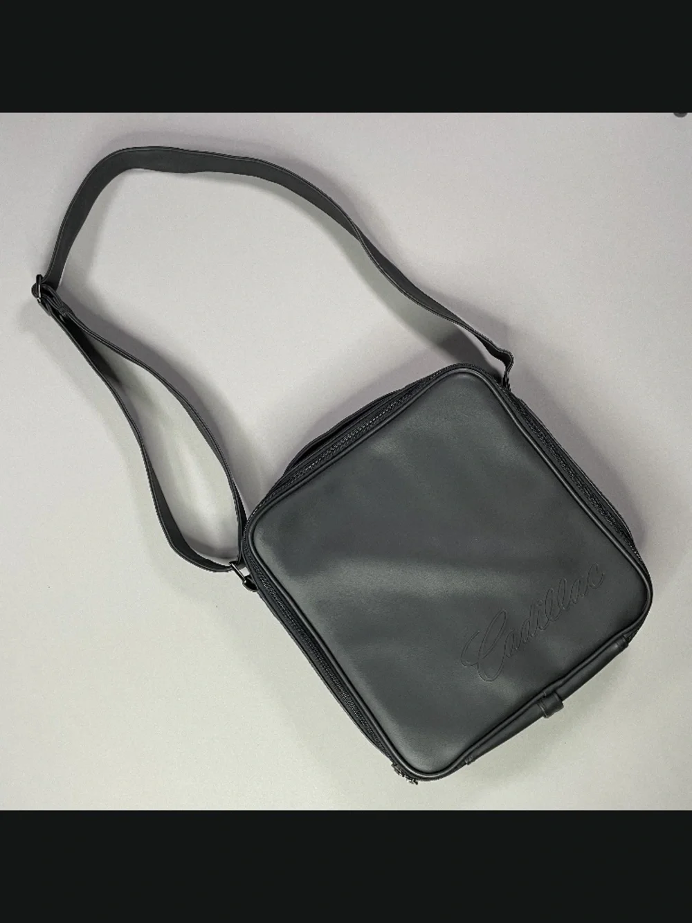 Cadillac Cross Body Bag black leather car storage case messenger